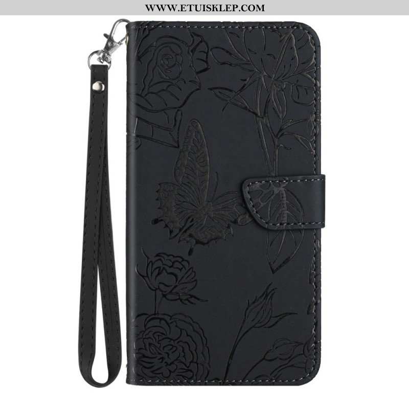 Etui Folio do Samsung Galaxy S23 5G Motyl Ze Smyczą